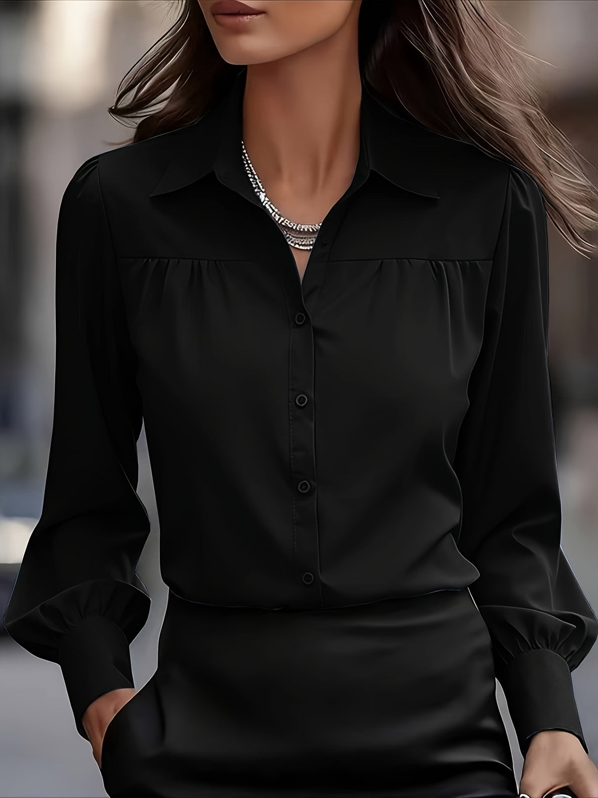 Women's Long Sleeve Loose Blouse Casual Fashion Spring Top Relaxed Fit Lightweight Shirt