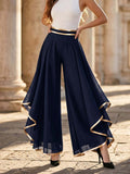 High Waist Wide Leg Trousers Women Non-Stretch Solid Color Semi-Formal Office Commute Elegant Professional Spring Summer Hand Washable S-XXL