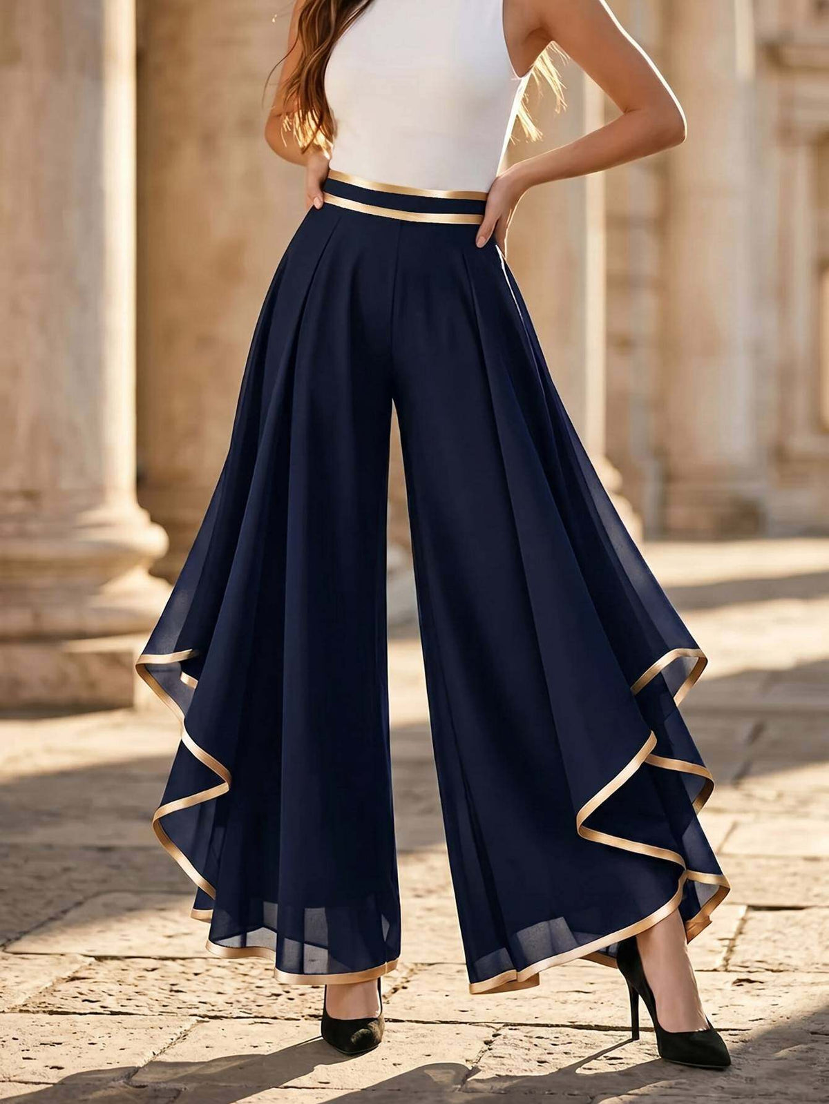 High Waist Wide Leg Trousers Women Non-Stretch Solid Color Semi-Formal Office Commute Elegant Professional Spring Summer Hand Washable S-XXL