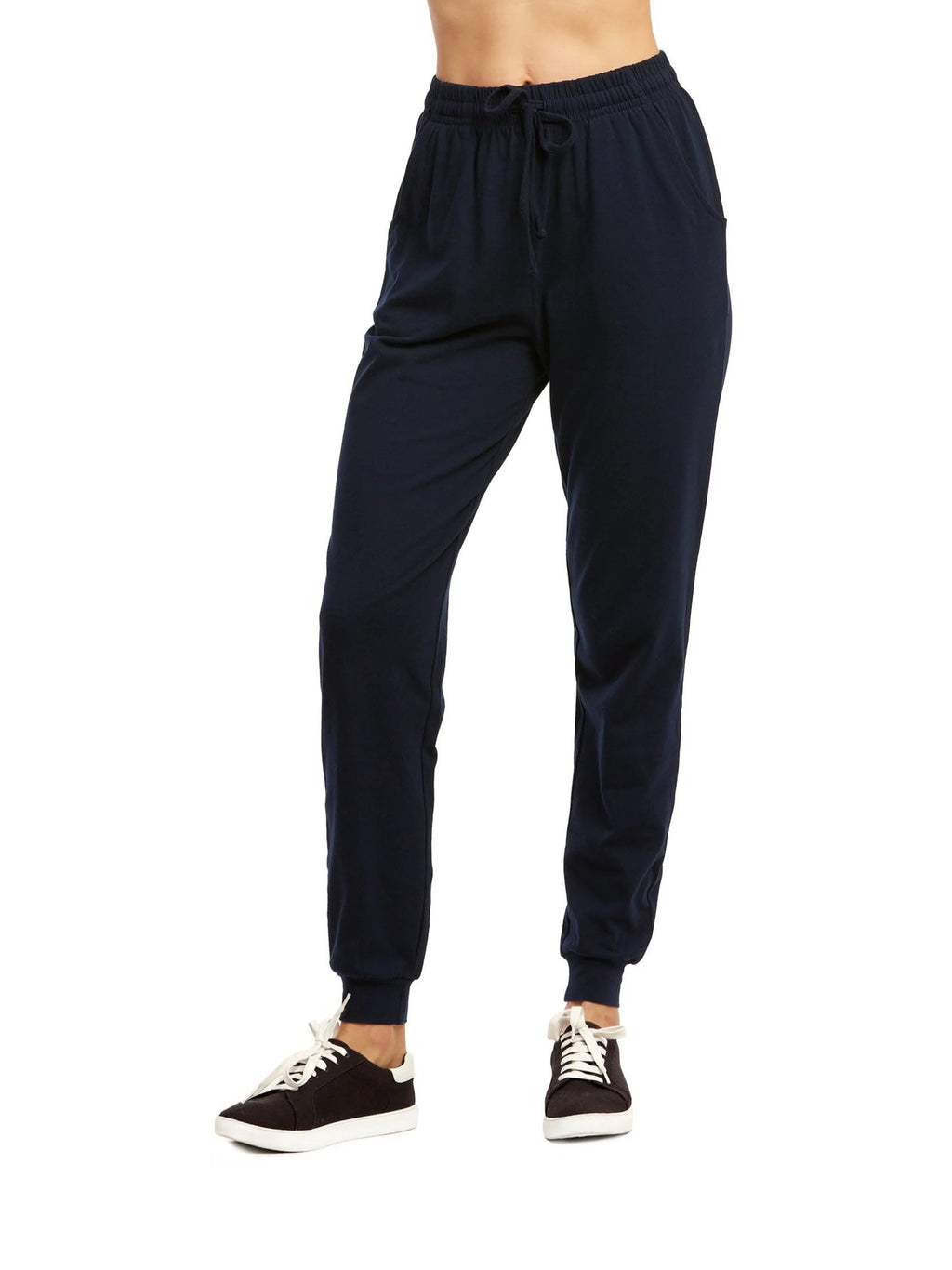 Cotton Jogger Pants Women Drawstring Elastic Waist Tapered Fit Banded Cuffs Pockets Casual Gym Loungewear Versatile