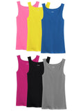 Women's 100% Cotton Ribbed Tank Top Sleeveless Round Neck Multi-Pack Random Colors 3-12pcs S-XXL