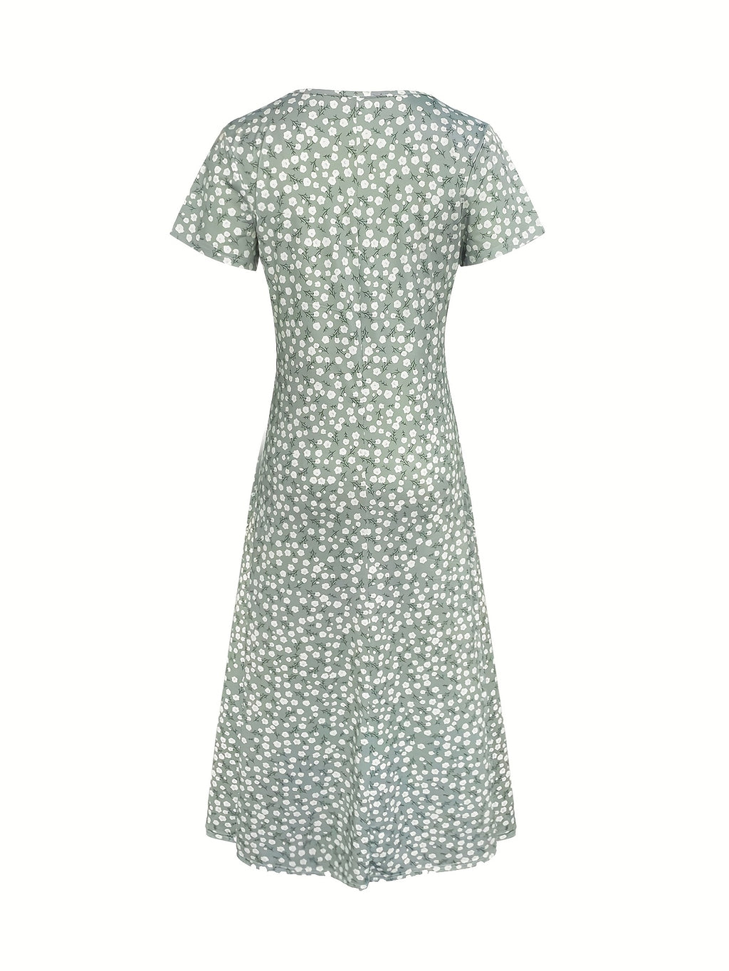 Ditsy Floral V-Neck Long Dress for Women - Thin Elegant Lightweight Spring Summer Fall Holiday Dress, 95% Polyester Stretch Flowy Maxi S-XXL