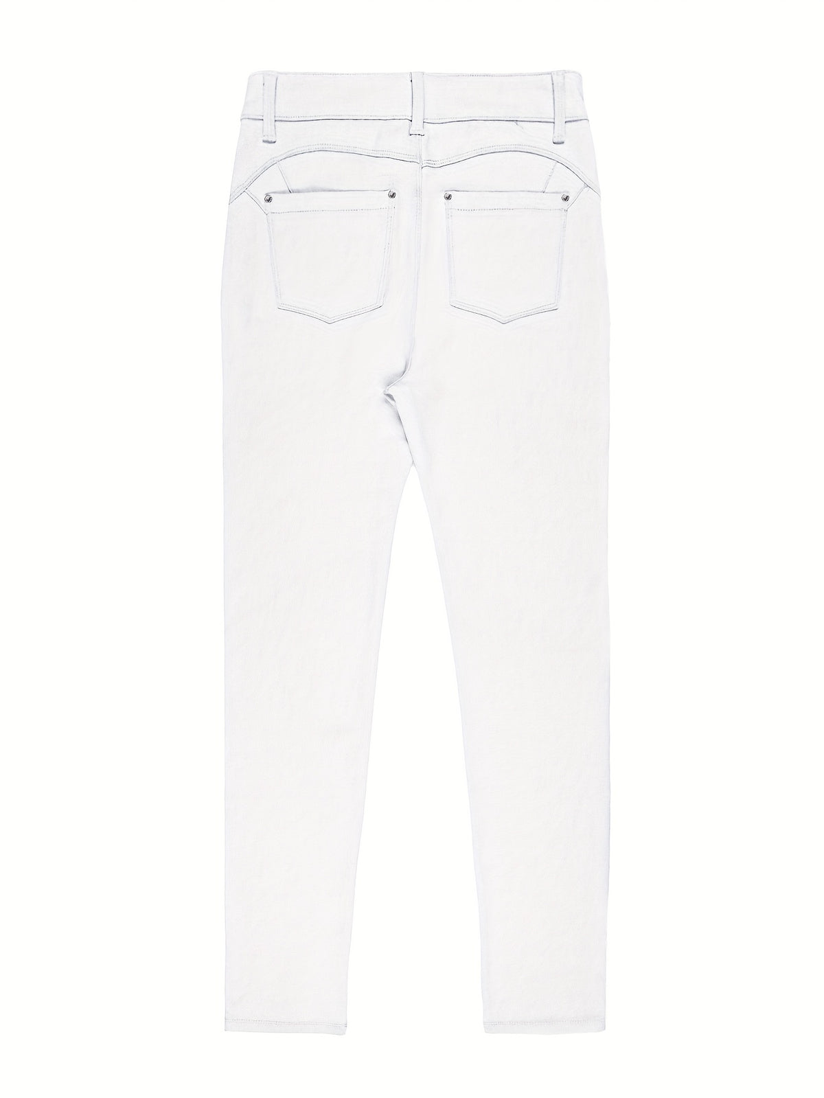 Women's High-Waist Skinny Jeans Stretchy Fabric Multi-Color Long Style Casual Streetwear Button Decor Five Pockets