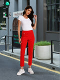 Pull On Ankle Pants Women Super Stretch Elastic Waist Solid Viscose Nylon Cropped Trousers Slim Regular Fit All Season Casual Work Pants S-XXL