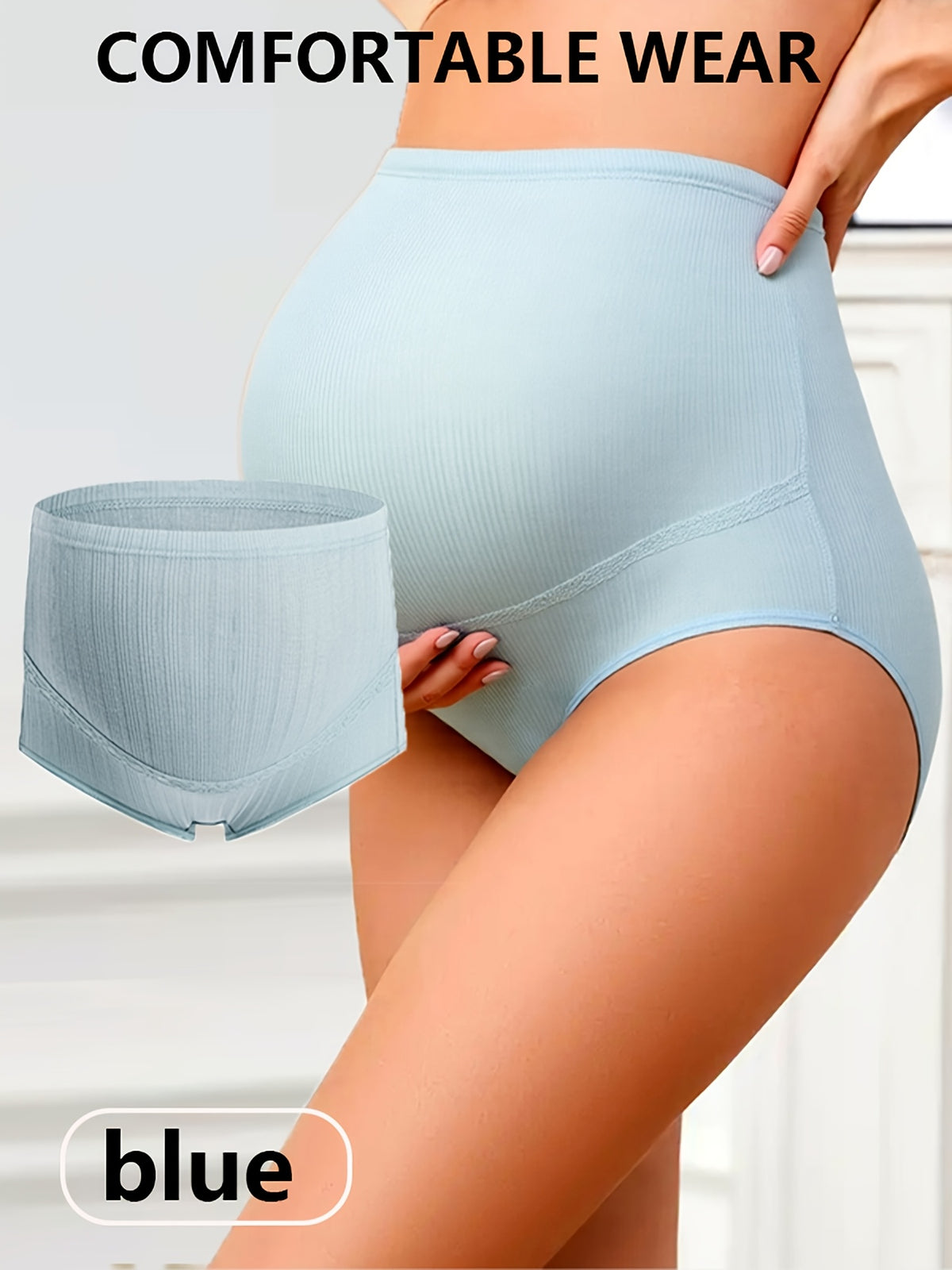 Maternity Underwear Set 4 Pack Women Seamless Lace Trim Mid Rise Pregnancy Panties Soft Stretch Comfortable Briefs