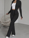Cardigan and Trousers 2pcs Set Women Casual Solid Color Breathable Spring Fall Matching Outfit Lounge Set S-XXL