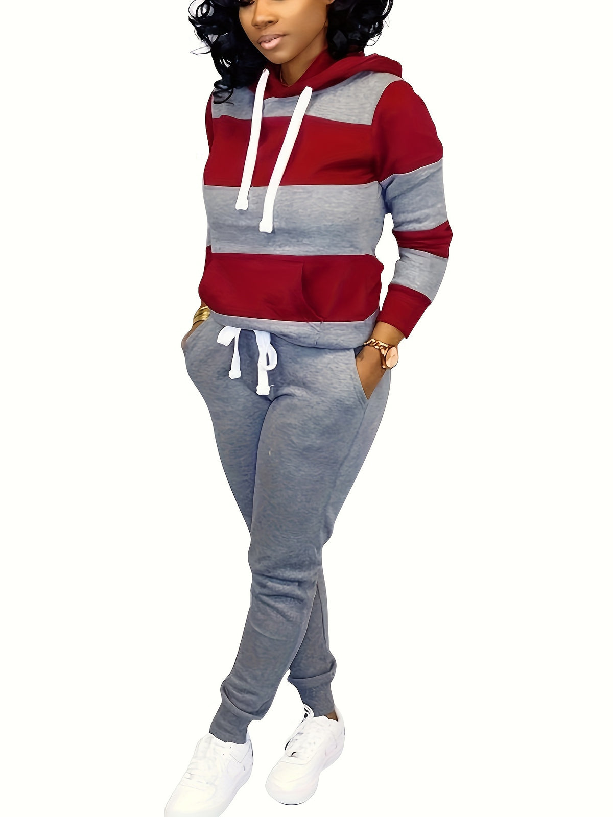 Women's 2-Piece Jogger Set Long Sleeve Sweatshirt and Sweatpants Casual Athletic Loungewear S-XXL