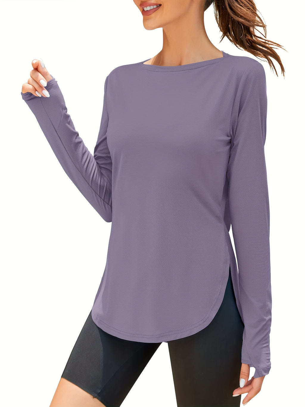 UPF 50+ Long Sleeve Shirt Women Lightweight Sun Protection Workout Athletic Outdoor Running Top Quick Dry S M L XL XXL
