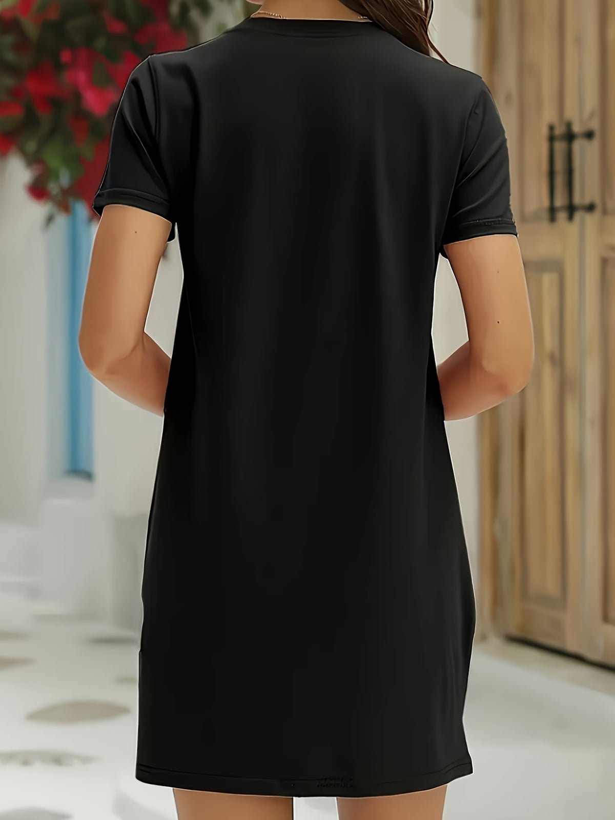 Plus Size Casual Summer Dress for Women - Black Magic Graphic Print, Loose Fit Short Sleeve Lightweight Dress, Sizes 1XL-5XL