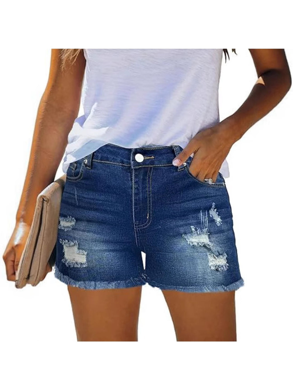 High Waisted Ripped Denim Shorts Women Casual Distressed Raw Hem Jean Shorts Loose Fit Streetwear Summer Outfits