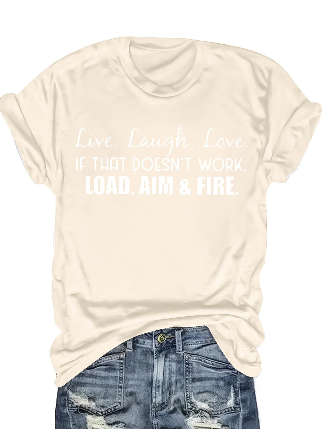 Live Laugh Love or Shoot Slogan Graphic T-Shirt Unisex Crew Neck Short Sleeve Fun Novelty Tee Casual Spring Summer Fall Gift S-XXL