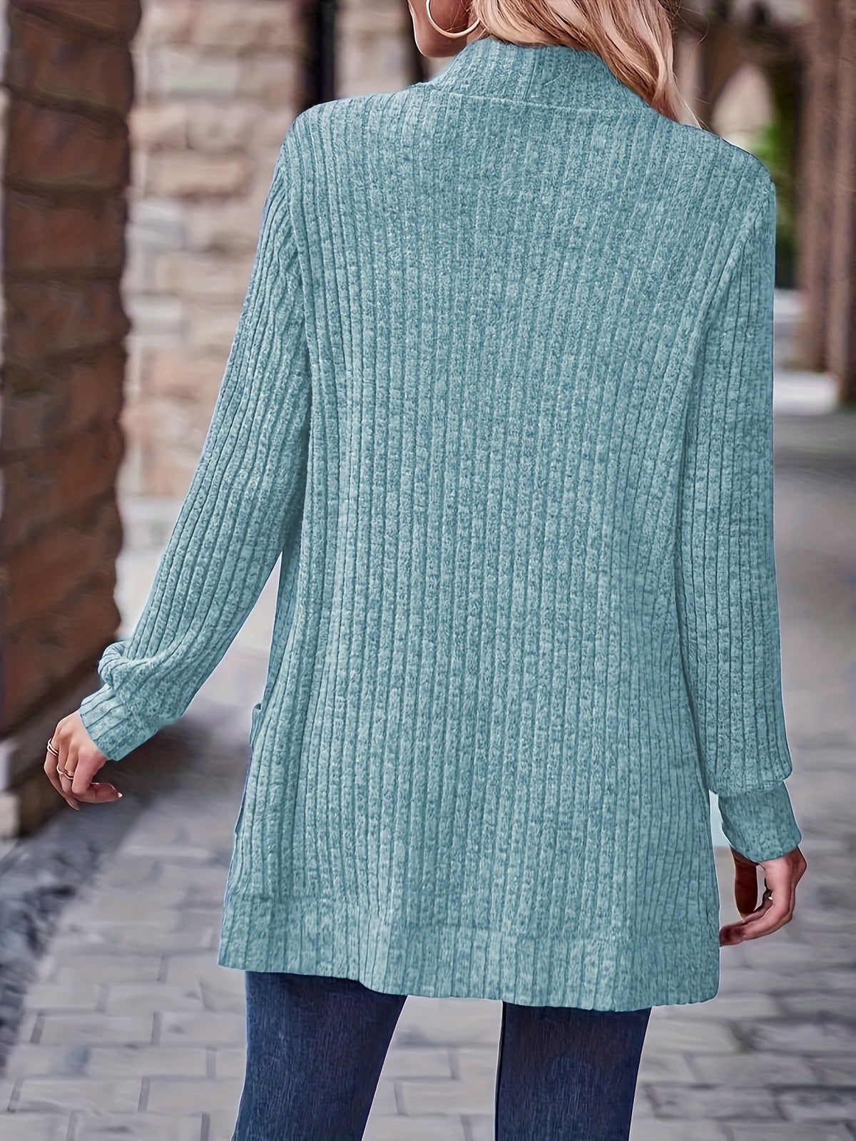 Cardigan Collar Loose Blouse Women Knit Pocket Long Sleeve Solid Color Casual Elegant Top 10 Colors Stretch Everyday Wear S-XXL