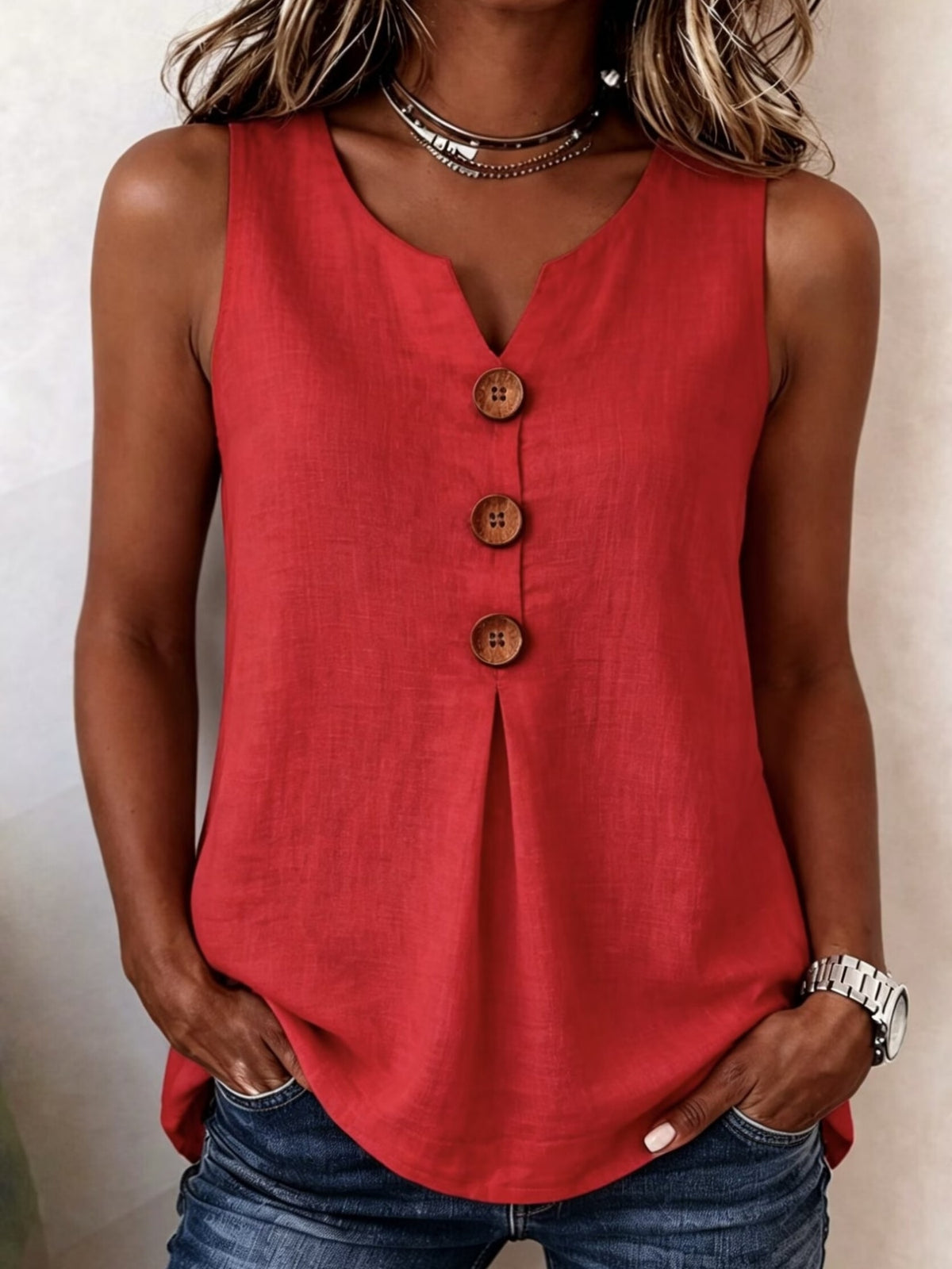 Women Sleeveless V Neck Tank Top Loose Fit Flowy Casual Summer Shirt Tops S-XXL