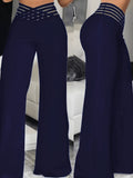 High Waist Wide Leg Pants Women Hollow Waist Belt Straight Leg Loose Casual Lightweight 100% Polyester Summer All Season
