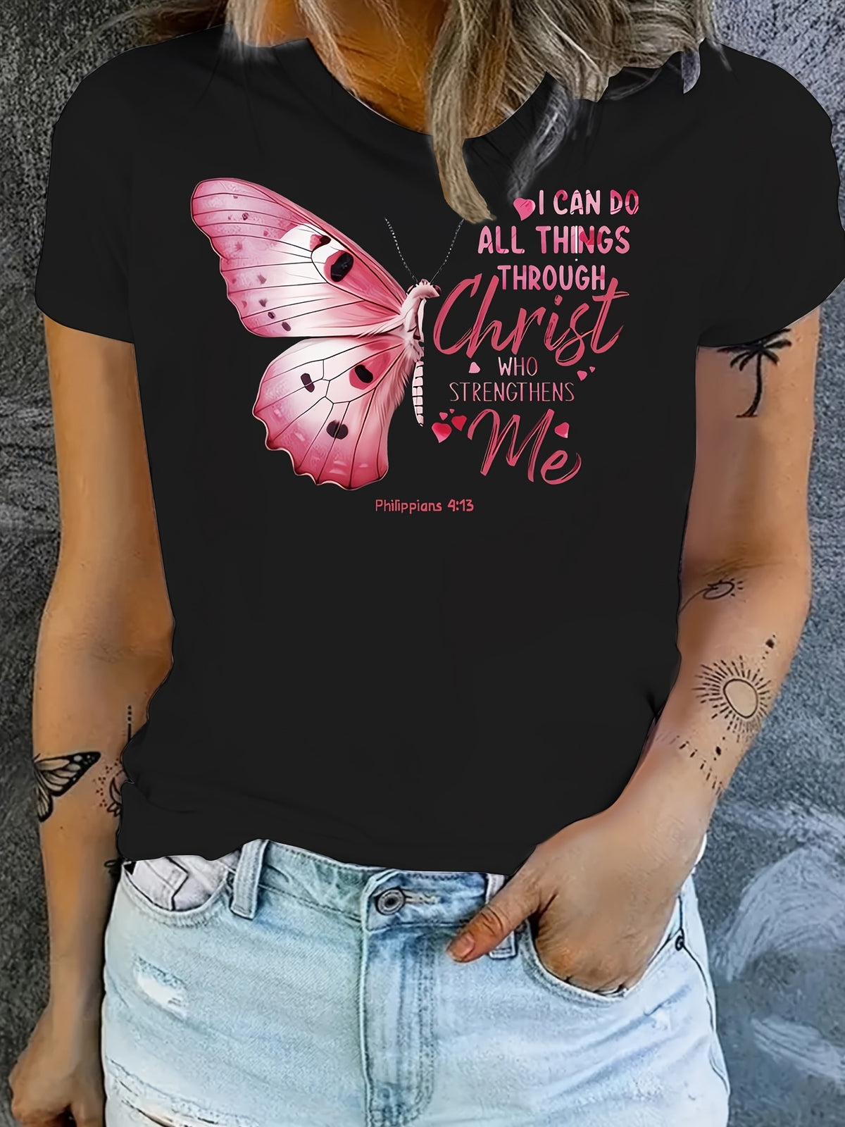 Bible Verse Graphic Tee Women Chic Letter Print Crew Neck Short Sleeve Casual Christian T-Shirt Layering Top Everyday Faith Wear S-XXL