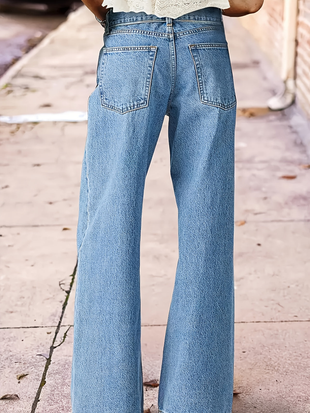 Women's High-Waisted Light Wash Stretch Straight Jeans Machine Washable Casual Pants Multi-Color S-XXL