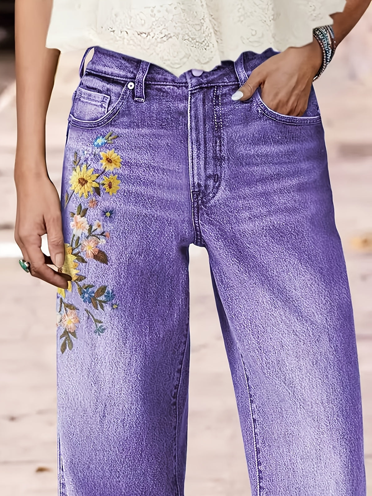 Women's High-Waisted Light Wash Stretch Straight Jeans Machine Washable Casual Pants Multi-Color S-XXL