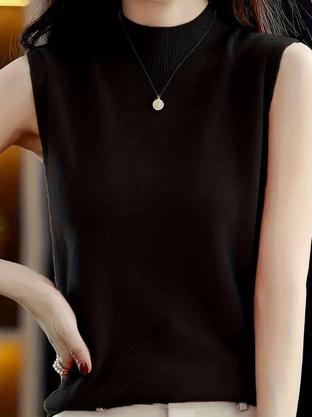 Mock Neck Sleeveless Vest Top Women Slim Fit Solid Color Short Cropped Spring Summer Casual Festive Tank Top for Women