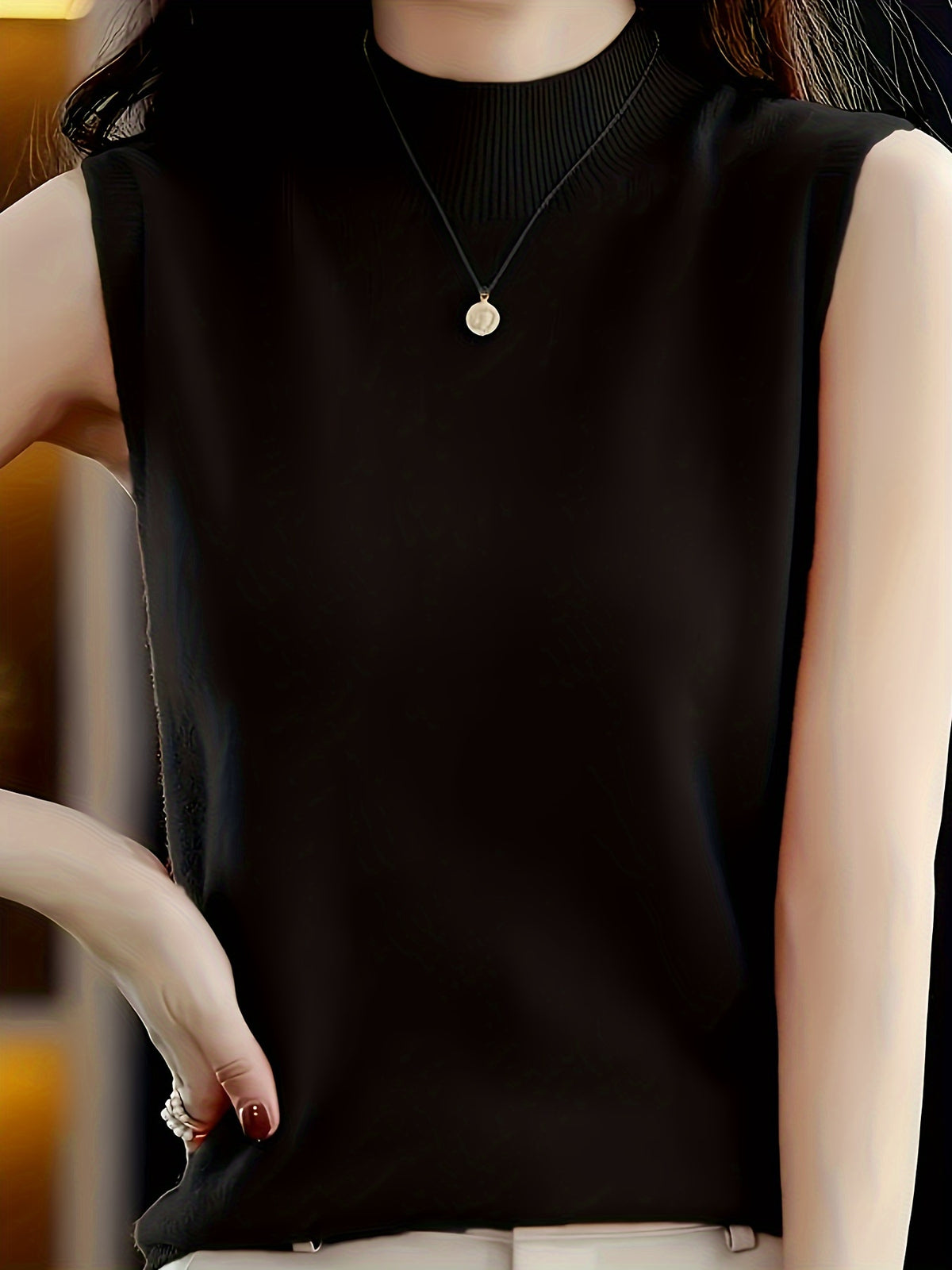 Mock Neck Sleeveless Vest Top Women Slim Fit Solid Color Short Cropped Spring Summer Casual Festive Tank Top for Women