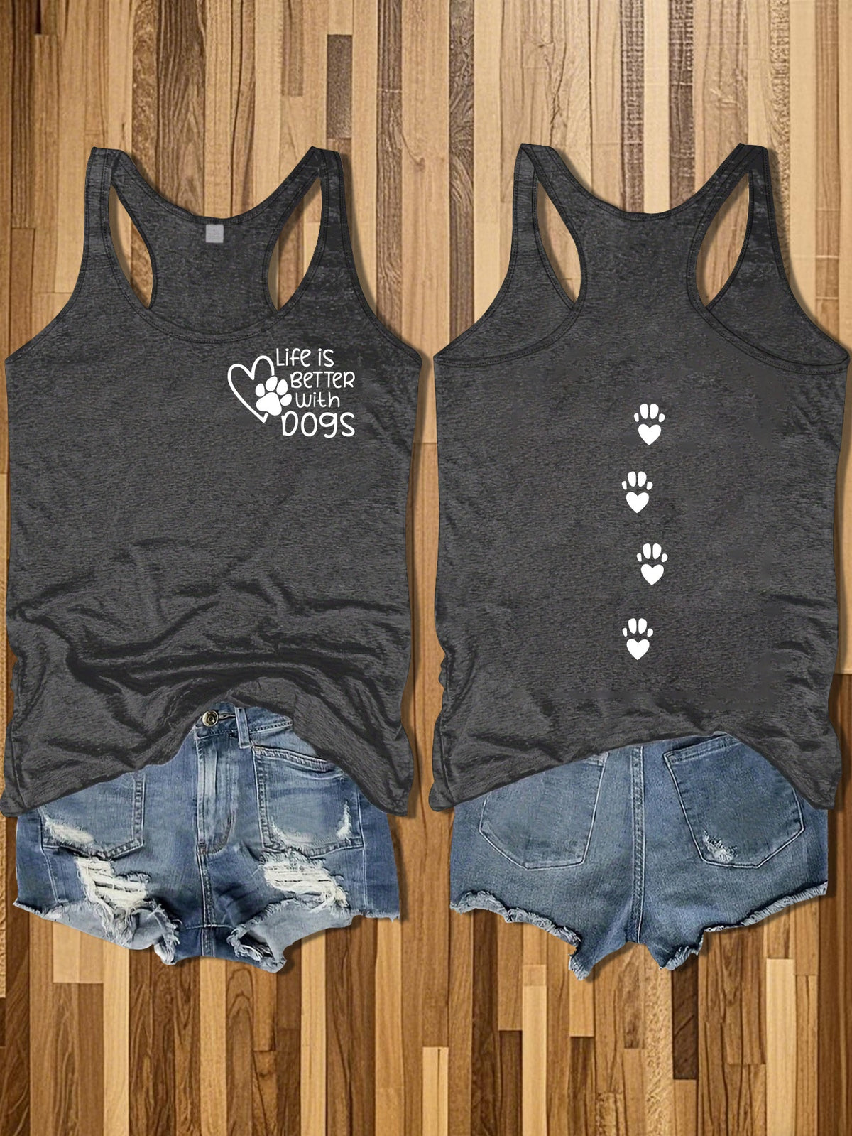 Women's Sleeveless Round Neck Vest Cat Dog Paw Print Cotton Casual Summer Top Pet Lover Lightweight Nontransparent White Black Gray Rose Red S-XXL