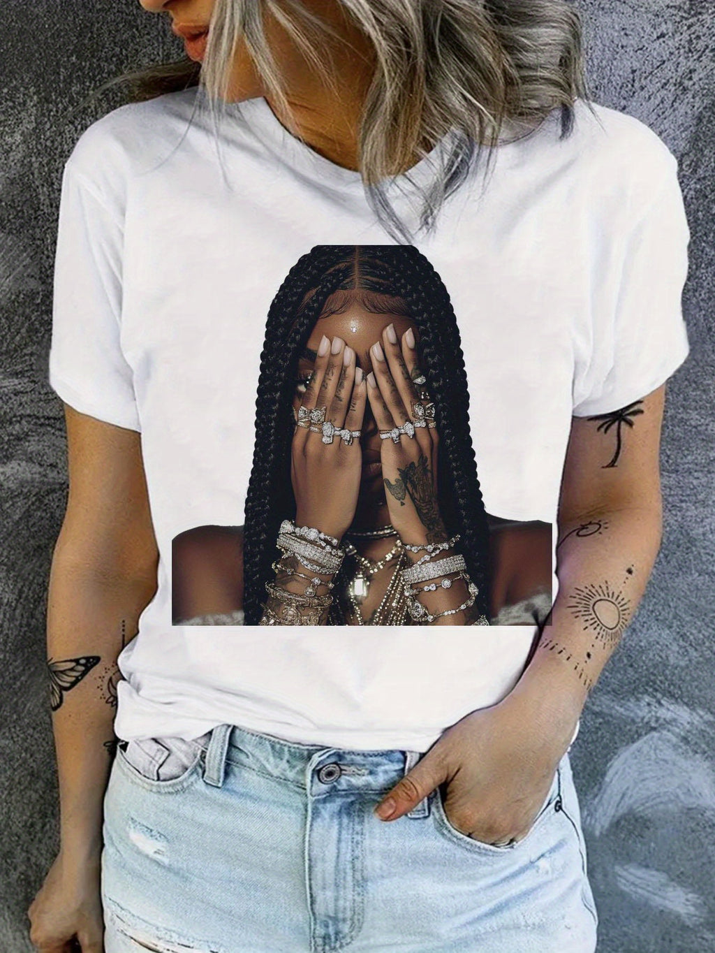 Fashionable Print Crew Neck T-Shirt for Women - Lightweight Breathable Polyester Casual Short Sleeve Tee Spring Summer Everyday Wear