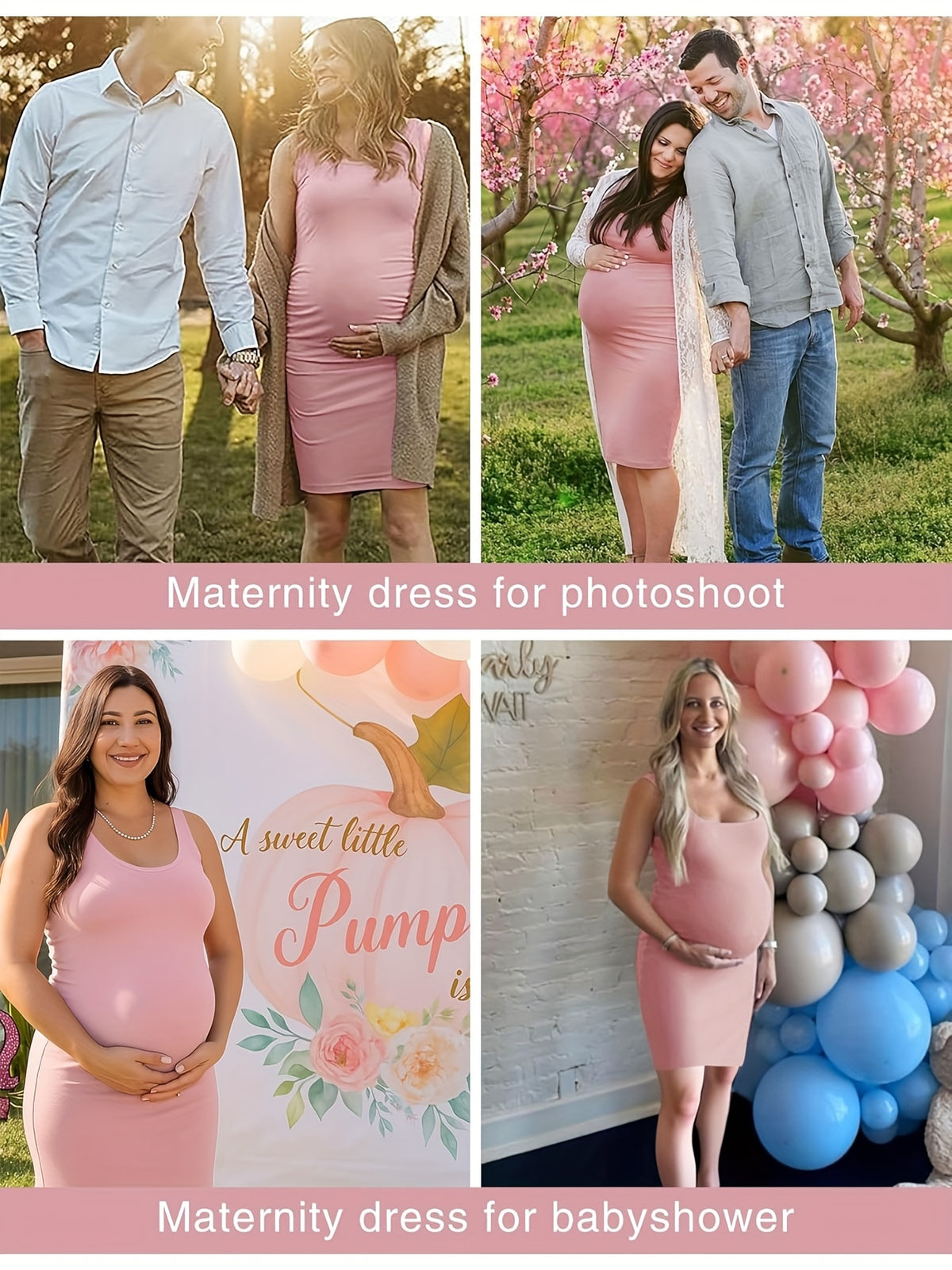Maternity Bodycon Side Ruched Dress for Women - Soft Rayon Spandex Baby Bump Midi Dress, Baby Shower Photography Daily Wear, Sizes S-XL