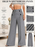Straight Leg Dress Pants Women Button Closure Elegant All-Season Office Business Casual Daily Wear Easy Care Formal Bottoms S-XXL