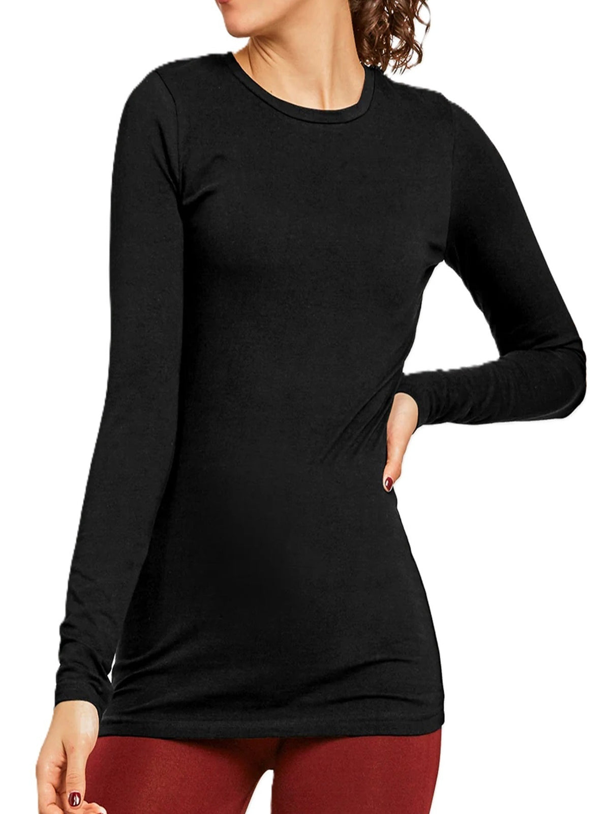 Women's Classic Fit Long Sleeve Crew Neck T-Shirt 95% Cotton Soft Everyday Basic Layering Tee Multi Color