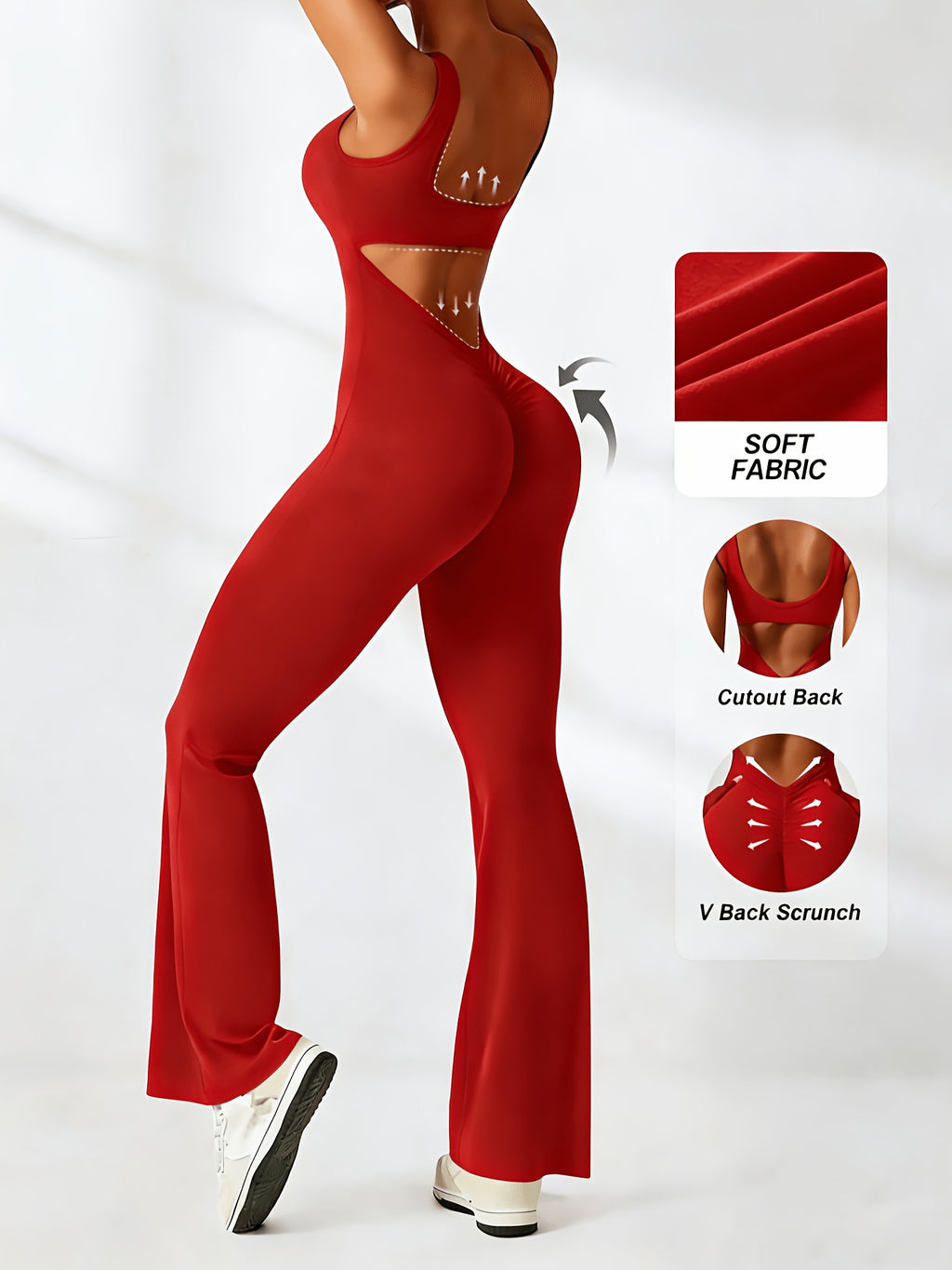 Women's Flare Jumpsuit Square Neck Hollow Out Backless Sexy 2pcs Set Flare Leg One Piece Outfit for Daily Wear Christmas Gift