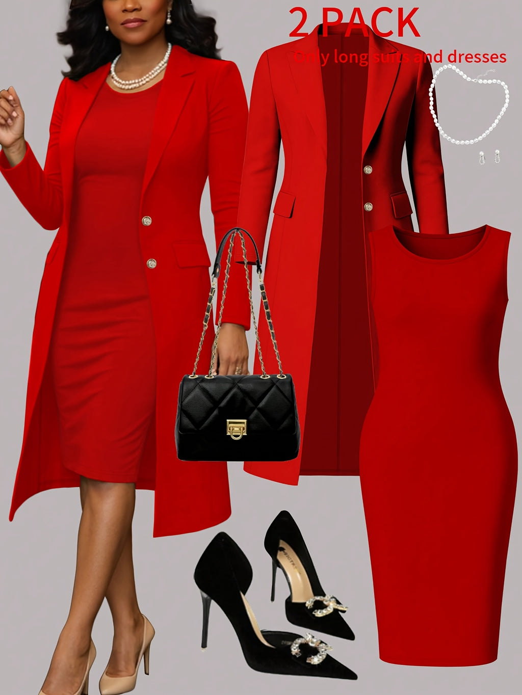 2 Piece Set Women Solid Color Long Sleeve Button Shirt + Sleeveless Dress Elegant Commute Office Lady Outfit S-XXL