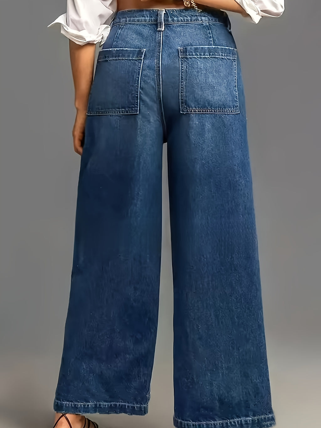 Wide-Leg Jeans Women High Waist Vintage Wash Relaxed Fit Cargo Pocket Loose Denim Trousers Casual Streetwear Y2K Style