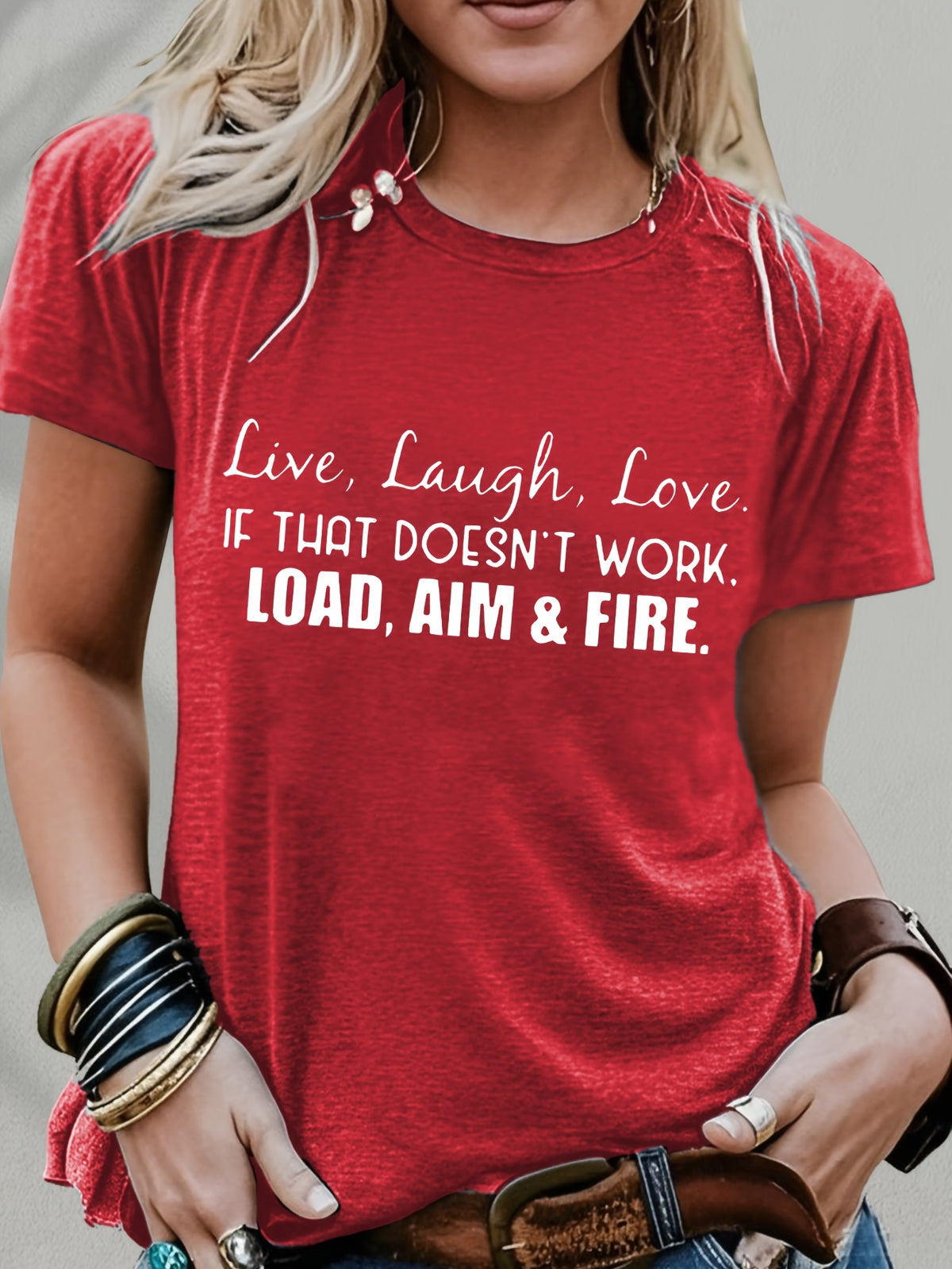 Live Laugh Love or Shoot Slogan Graphic T-Shirt Unisex Crew Neck Short Sleeve Fun Novelty Tee Casual Spring Summer Fall Gift S-XXL