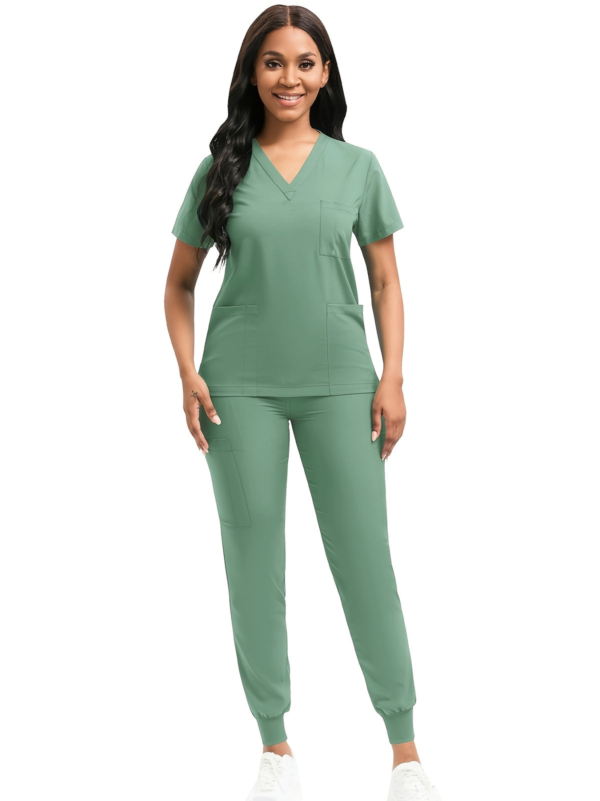 Women Scrub Set V-Neck Top & Jogger Pants 2pcs Nursing Uniform Suit Workwear for Hospital Dental Clinic Pet Clinic | Mira Roam