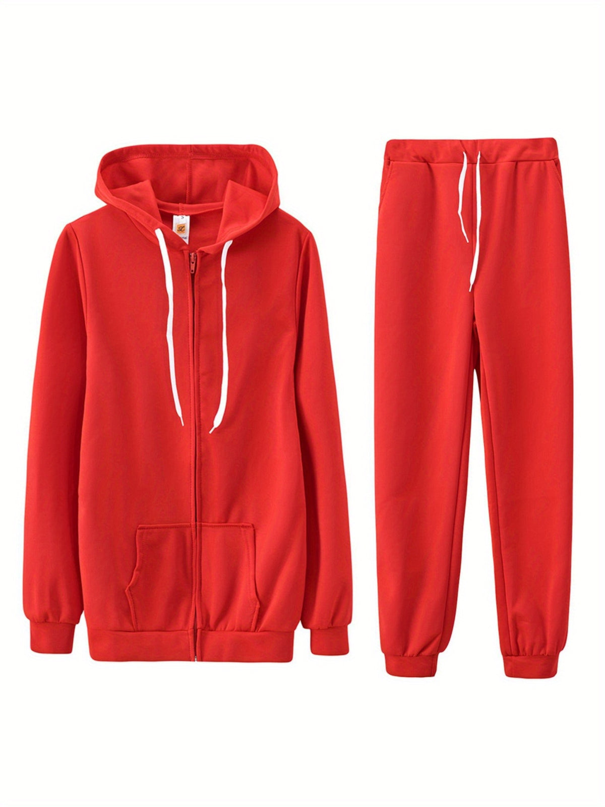 Women's Zip-Up Hoodie Jogger Set 2 Piece Tracksuit Sweatsuit Casual Solid Color Sweatpants Outfit S-XXL