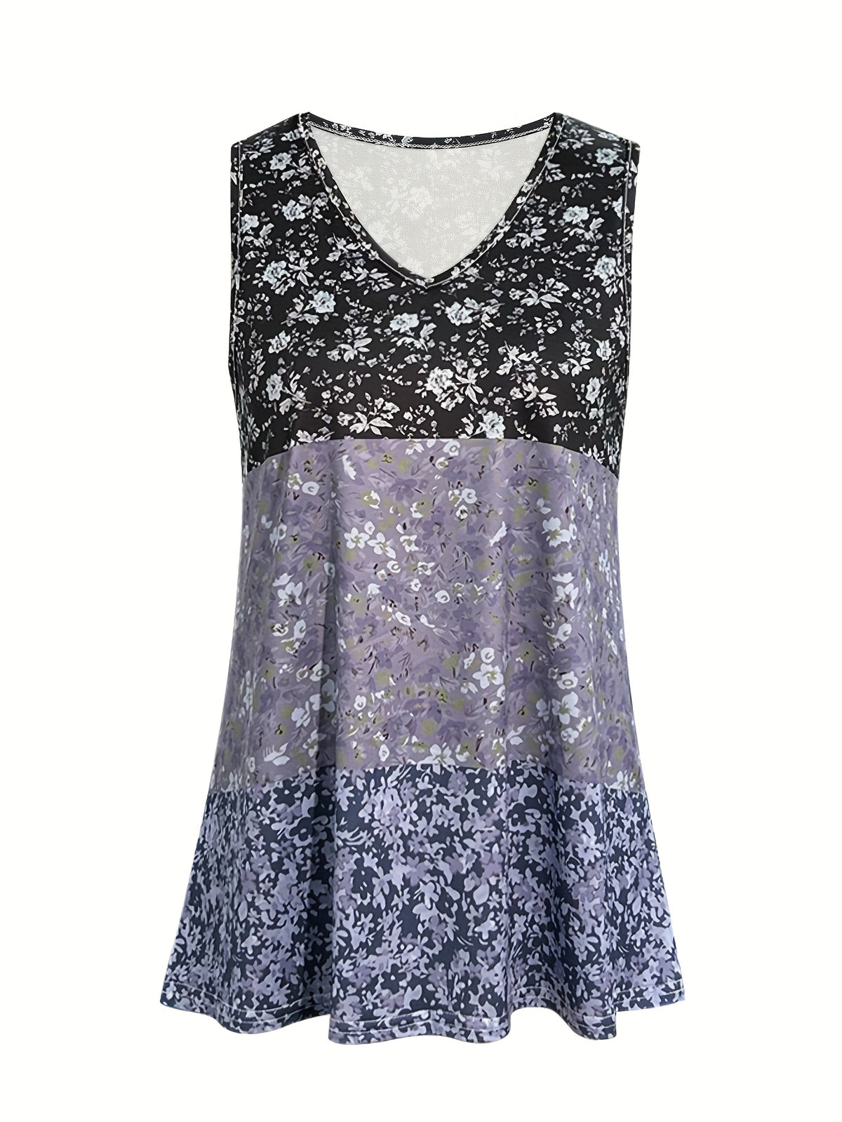 Color Block Floral Print Vest Top Women Sleeveless Casual Vacation Summer Cami Top Trendy Patchwork Blouse Beach Holiday Fashion Top S-XXL