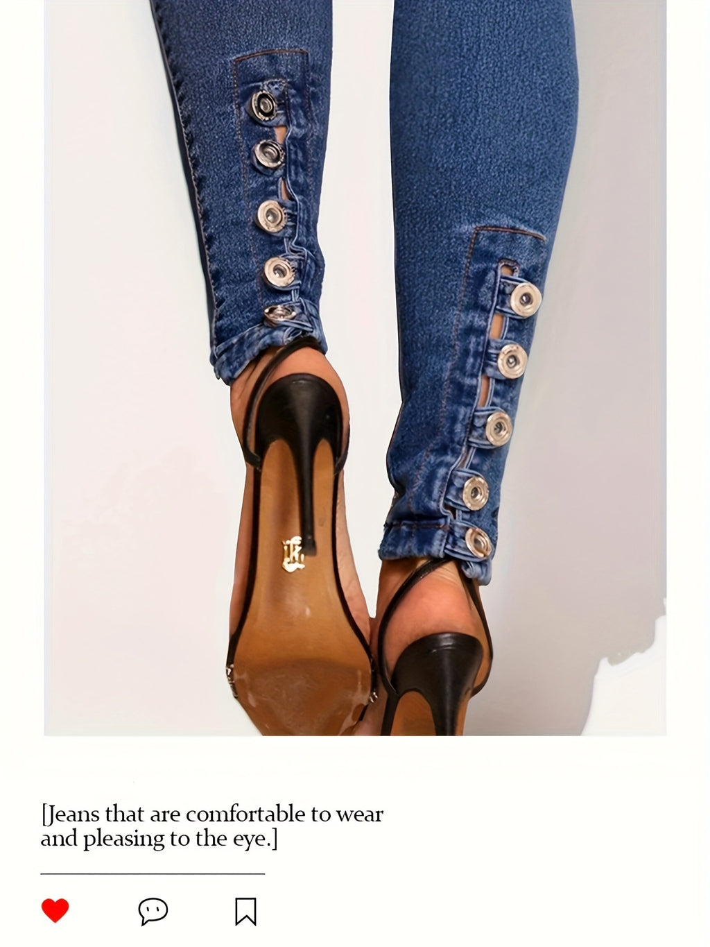 High-Waist Skinny Jeans for Women Stretch Hip-Lifting Tight Fit Button Detail Fashion Denim Pants All-Season S-XXL