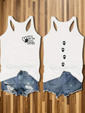 Women's Sleeveless Round Neck Vest Cat Dog Paw Print Cotton Casual Summer Top Pet Lover Lightweight Nontransparent White Black Gray Rose Red S-XXL