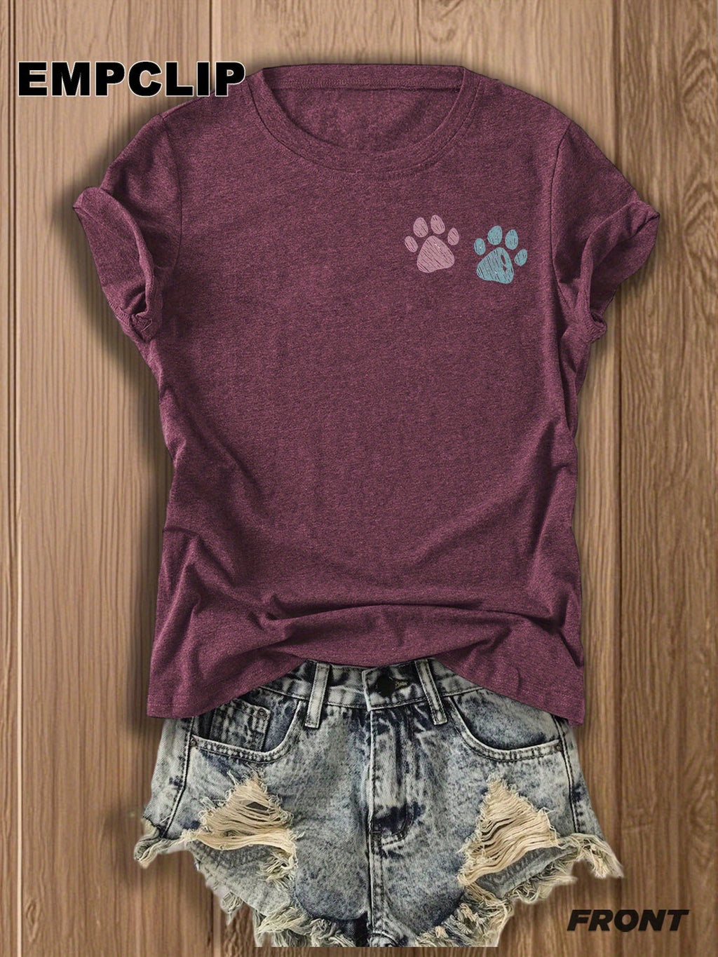 Dog Lover T-Shirt Easily Distracted by Dogs Paw Print Graphic Tee Women Short Sleeve Crew Neck Casual Summer Top Pet Owner Gift Burgundy White Apricot Red