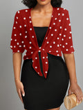 Polka Dot Chiffon Blouse Women Short Sleeve Crop Top Lightweight Casual Summer Shirt Flowy Loose Fit S-XXL Red