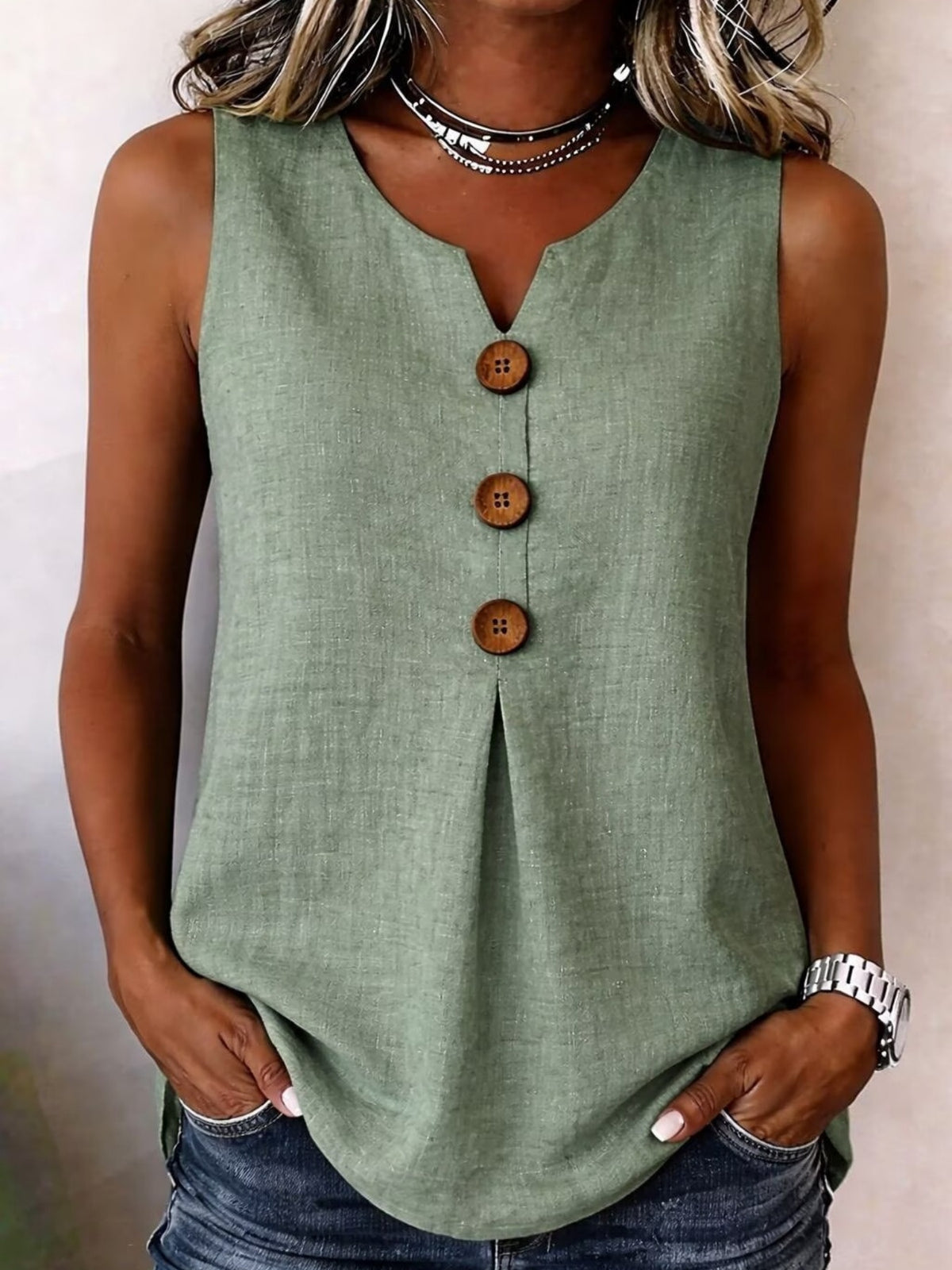 Women Sleeveless V Neck Tank Top Loose Fit Flowy Casual Summer Shirt Tops S-XXL