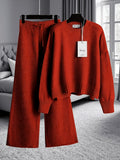 Waffle Texture Two-Piece Set Women Long Sleeve Hoodie High Waist Wide Leg Pants Casual Loose Retro Fall Tracksuit Set S-XXL