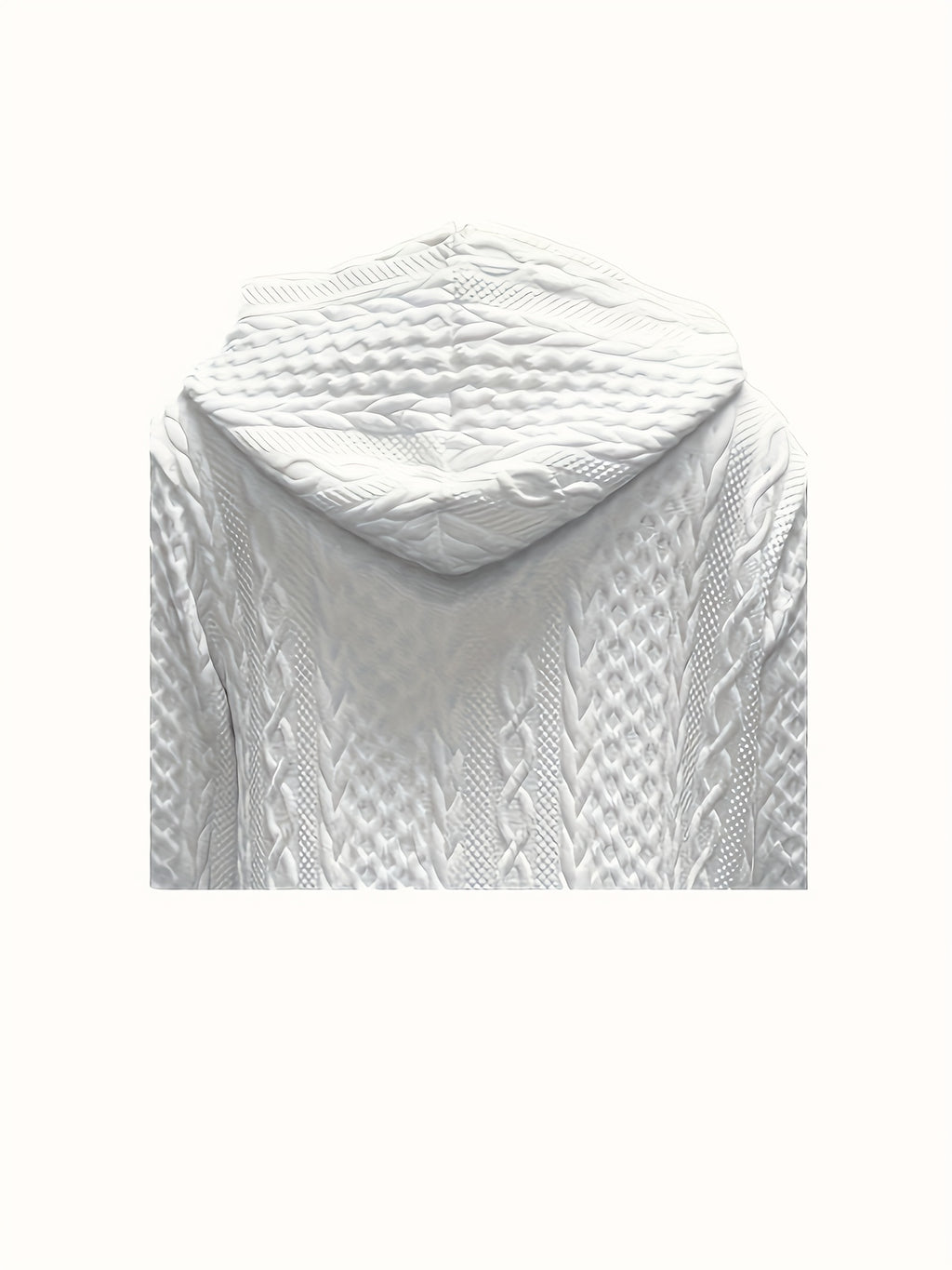 Women Casual Solid Color Zip Hooded Jacket with Pockets Long Sleeve Textured Polyester White Fall Winter S-XXL