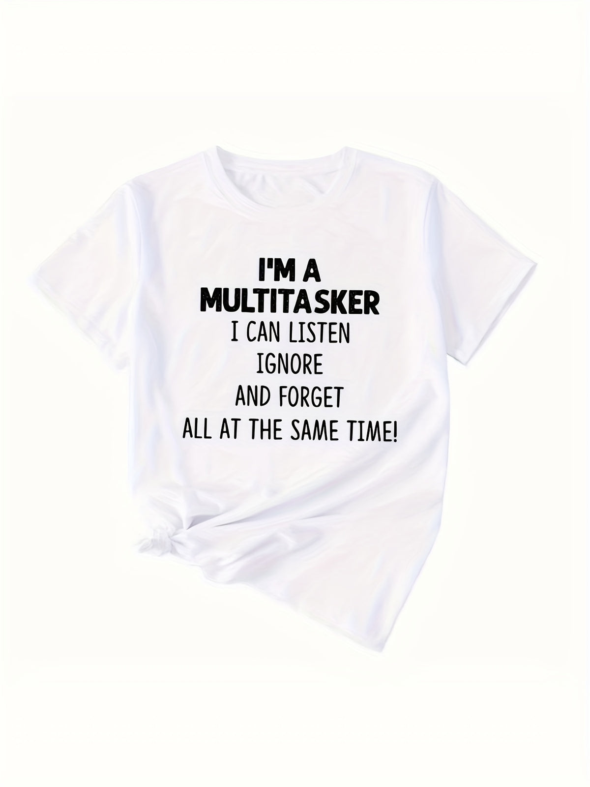 Letter Print Casual Tee Women Crew Neck Short Sleeve Graphic T-Shirt Loose Fit Spring Summer Everyday Top S-XXL