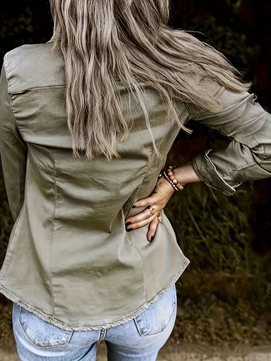 Denim Shirt Women Long Sleeve Button-Up Retro Vintage Style Flap Pocket Solid Color Casual Overshirt Spring Fall Top