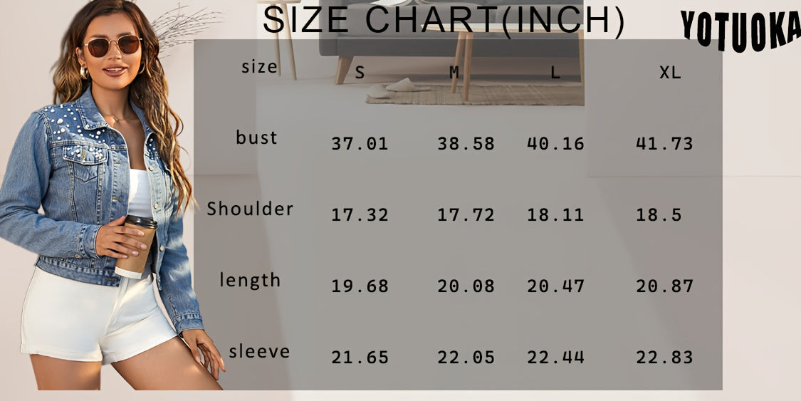 Pearl Neck Elastic Denim Jacket Women Loose Casual Long Coat Raglan Sleeve Lapel Flared Hem Light Blue Spring Autumn Outerwear