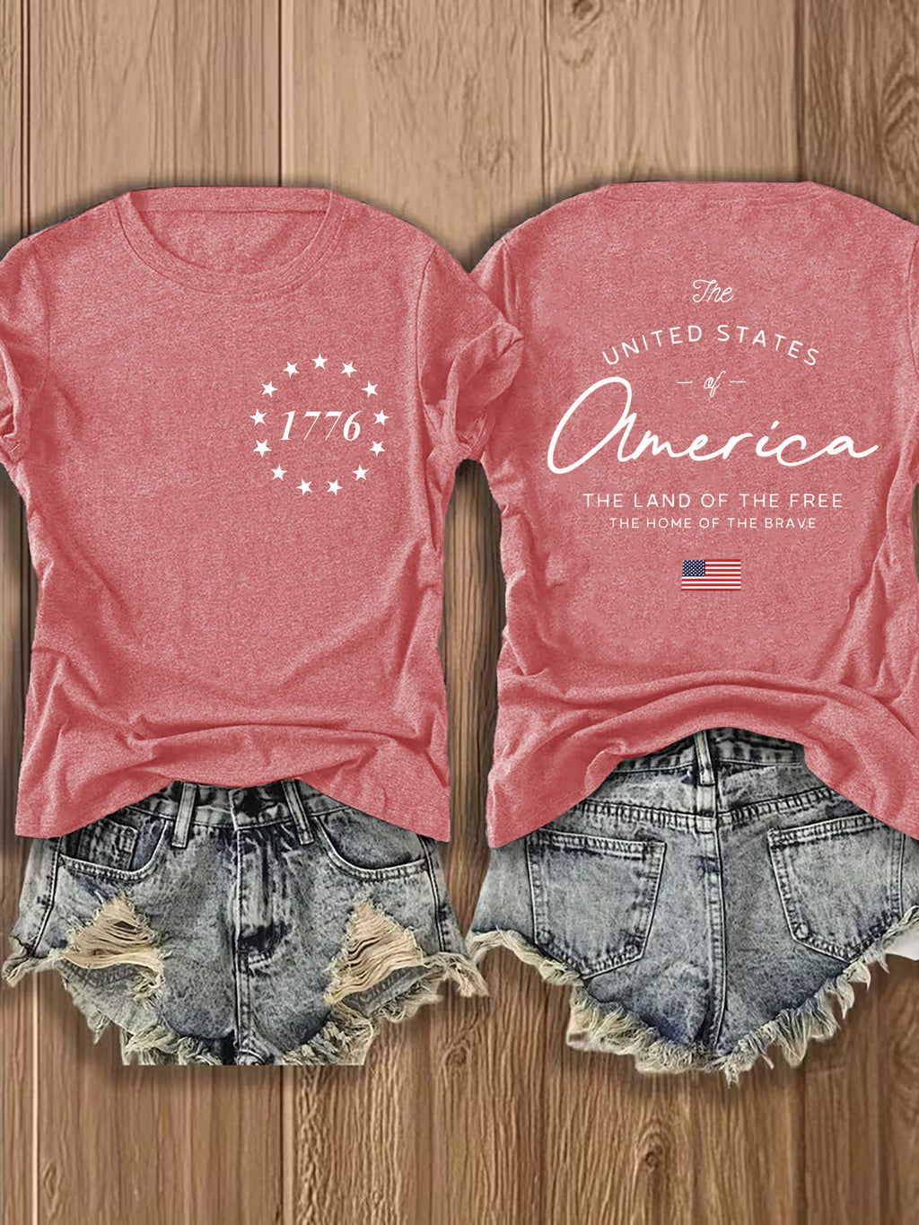 1776 American Flag T-Shirt Women US Patriotic Symbols Short Sleeve Casual Streetwear Blouse 70% Polyester Mid-Stretch Breathable Fourth of July Fall Top S-XXL