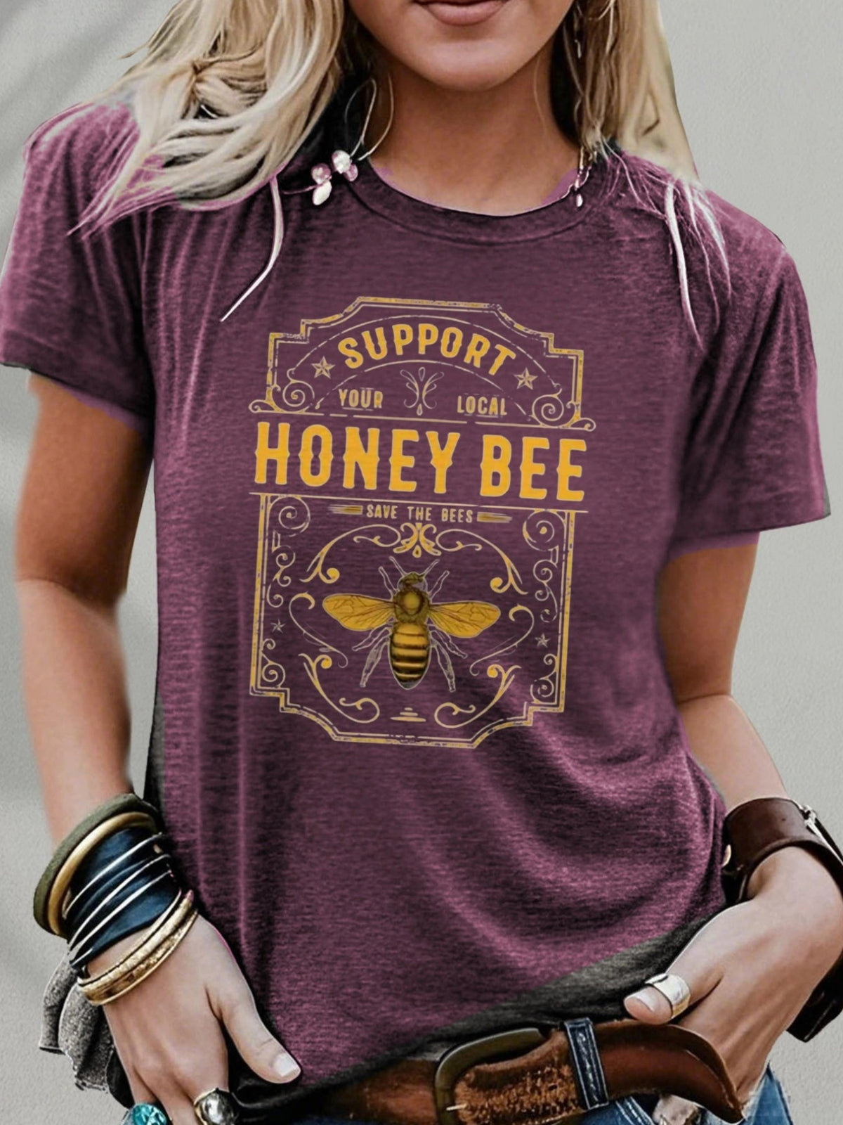 Casual Short Sleeve T-Shirt Women Crew Neck Rose Red Regular Fit Spring Summer Outdoor S-XXL