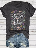 Women's Floral Print Crew Neck Short Sleeve T-Shirt Mid-Elastic Smooth Fabric Casual Spring Summer Top