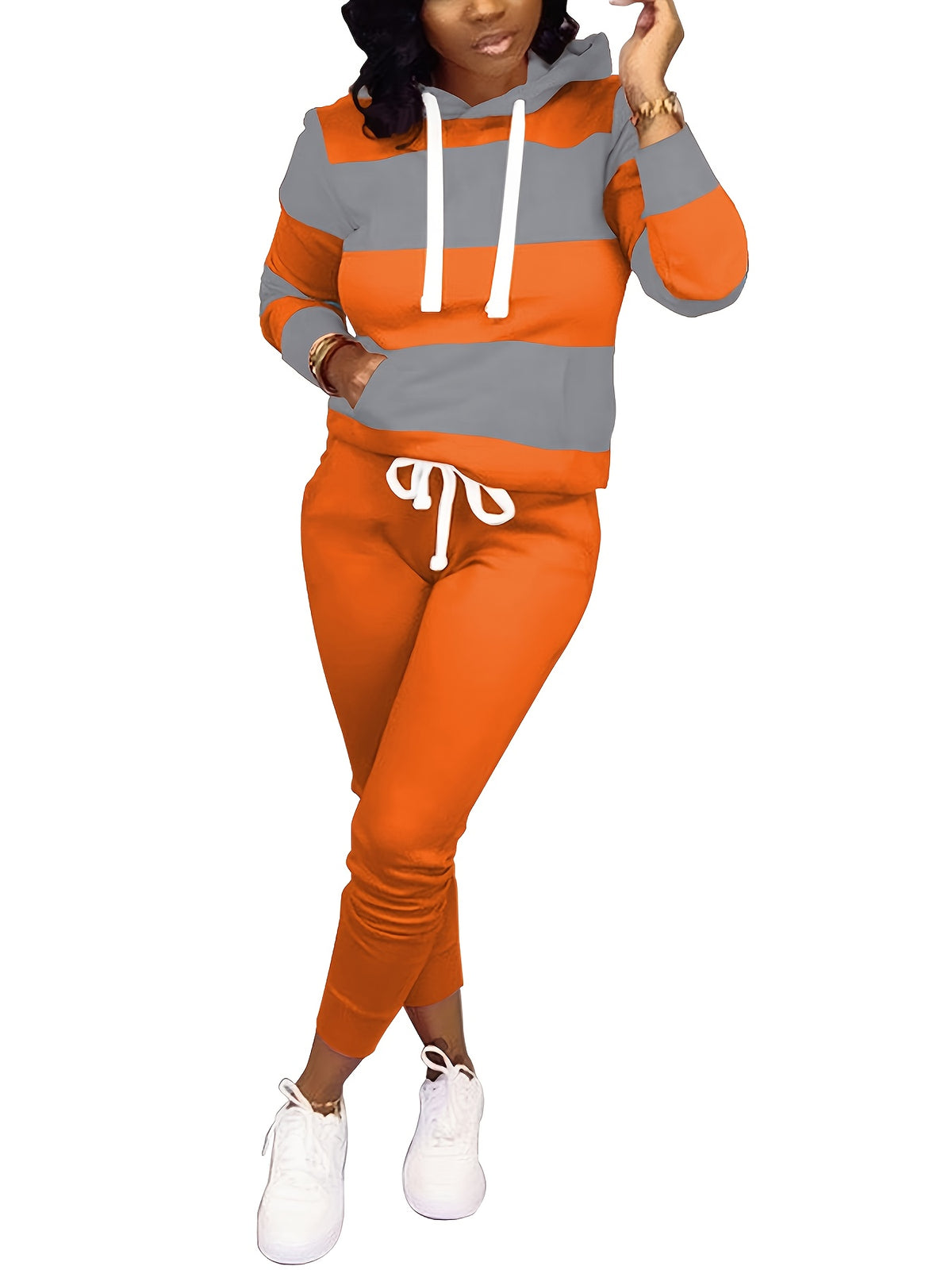 Women's 2-Piece Jogger Set Long Sleeve Sweatshirt and Sweatpants Casual Athletic Loungewear S-XXL