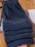 Corduroy High Waist Straight Leg Pants for Women – 100% Polyester Smooth Texture Loose Comfortable Fit, Solid Color Casual Four-Season Woven Trousers, Classic Versatile Everyday Bottoms S-XXL